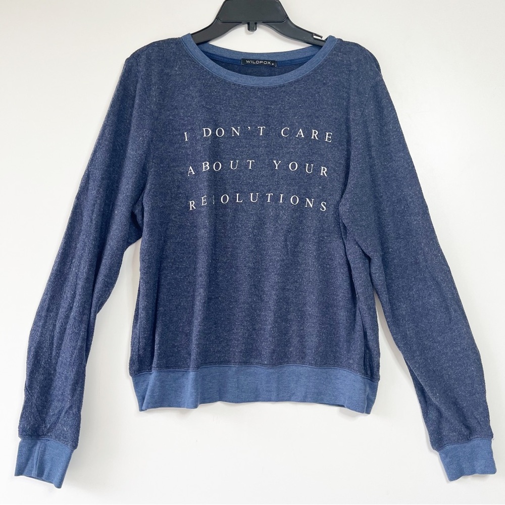 Wildfox I don’t care about your resolutions navy pullover sweatshirt